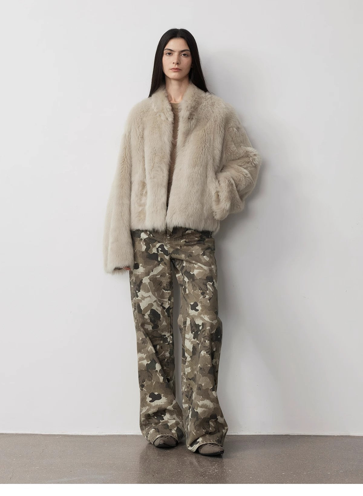 "Camouflage Charm " Cool, Trendy, Unique, and Personalized Original Camouflage Print Washed Loose Straight-Leg Denim Jeans-1