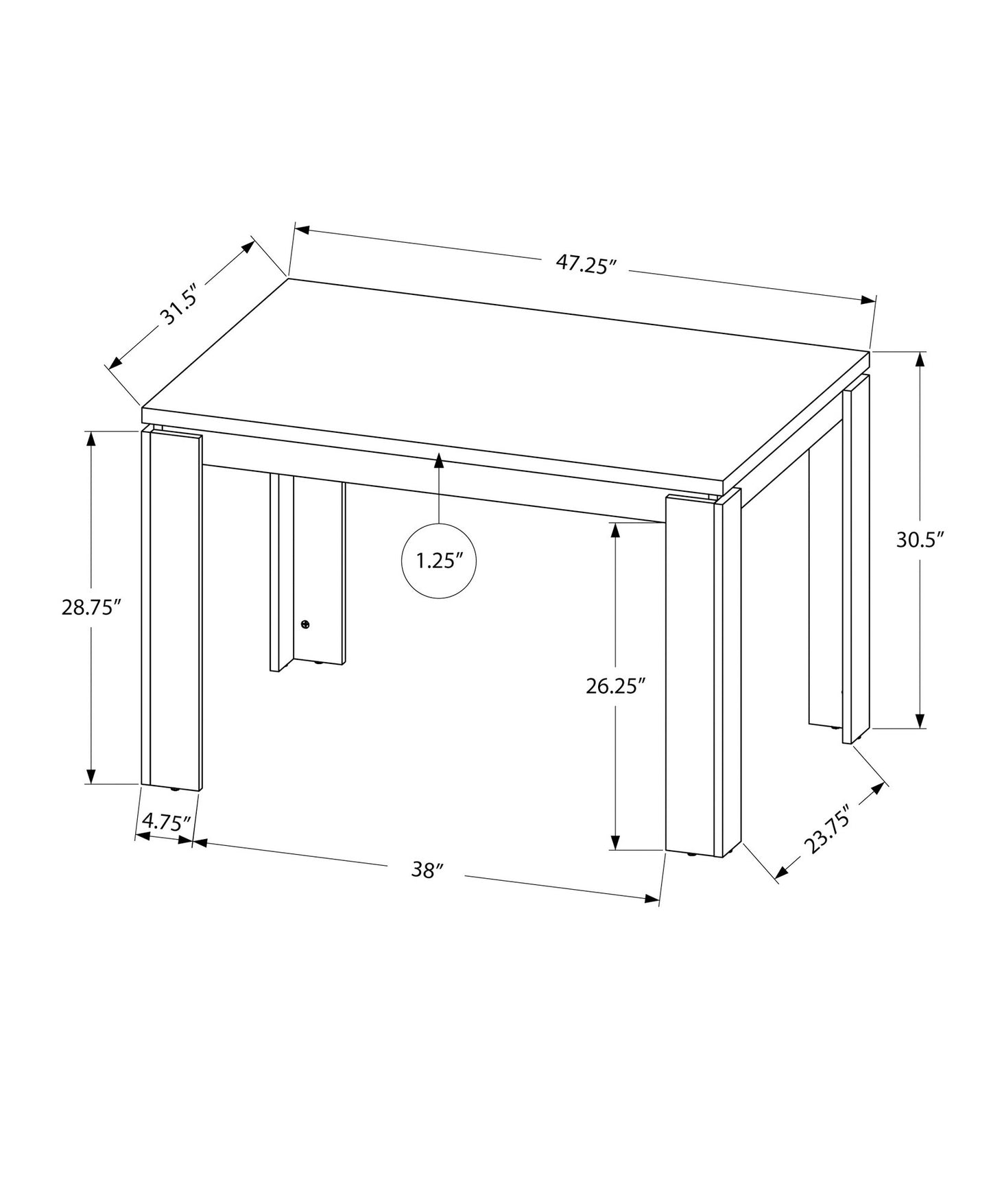 47" Black Dining Table-6