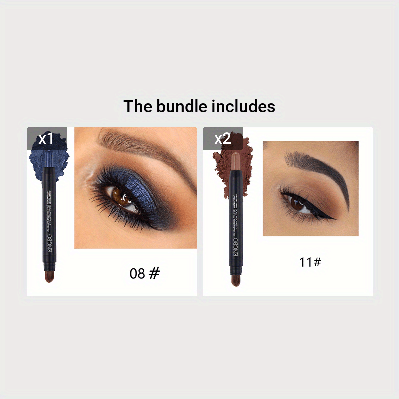 12-Color Smudge-Proof Eyeshadow Stick with Brush Head - Glitter, Matte, and Shimmer Crayon for Long-Lasting Makeup For Music Festival