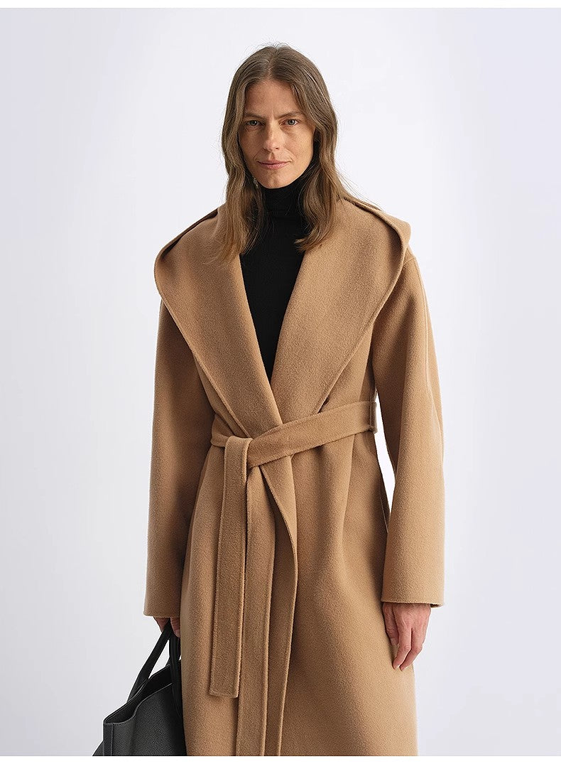 "Magic World" hooded cape Cashmere Australian wool double-faced wool coat-4