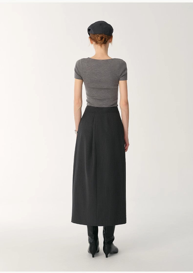 German Yangtze machine washable wool round neck slim short sleeve top for women-3