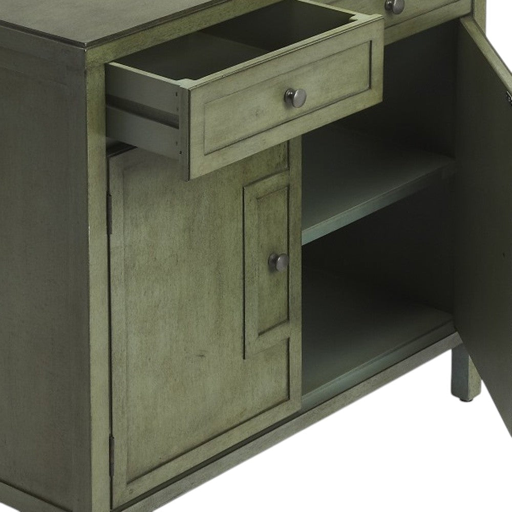 31" Green Solid Wood Two Drawer Sideboard with Two Doors-4