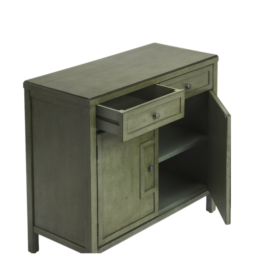 31" Green Solid Wood Two Drawer Sideboard with Two Doors-3