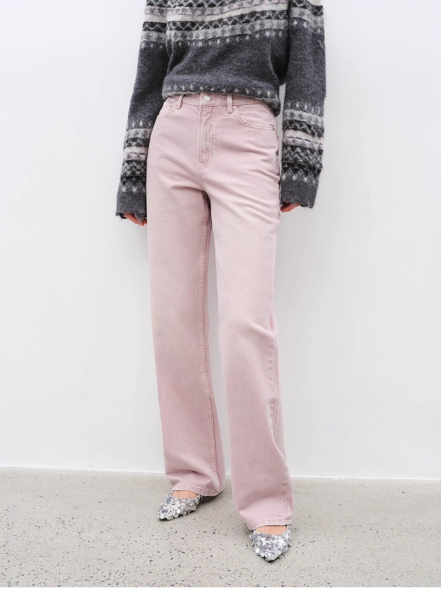 "Active Street" Retro casual fashionable colorful heavy washed slim all-match straight jeans-4