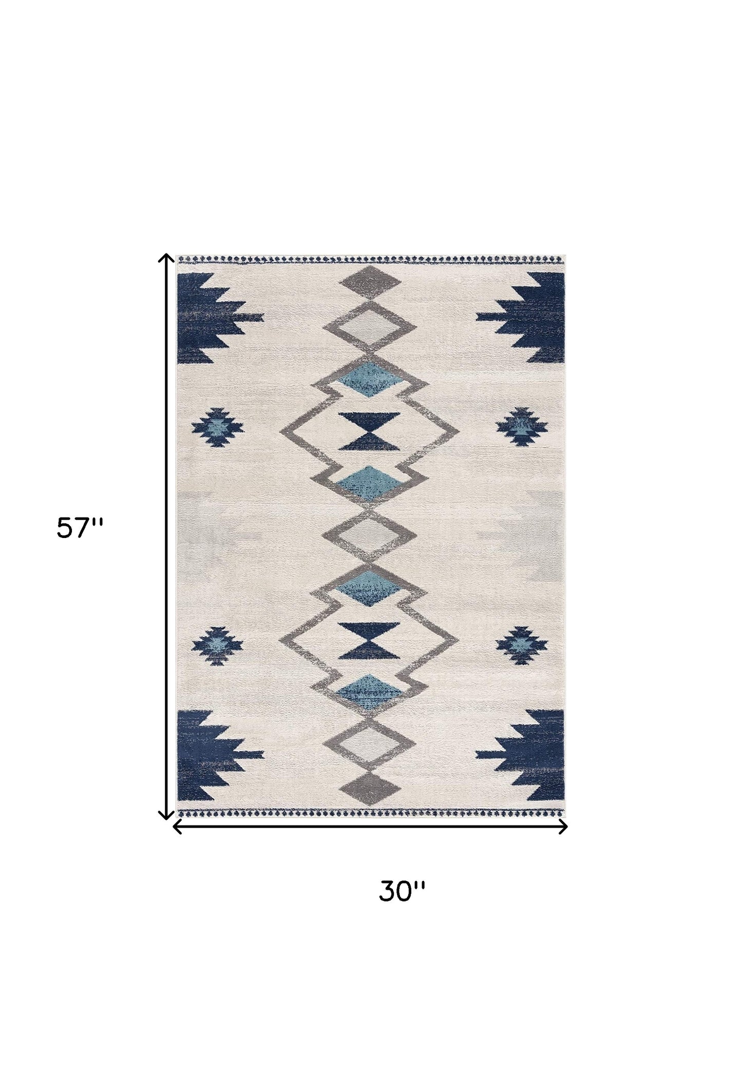 3' X 5' Blue and Ivory Southwestern Area Rug-2