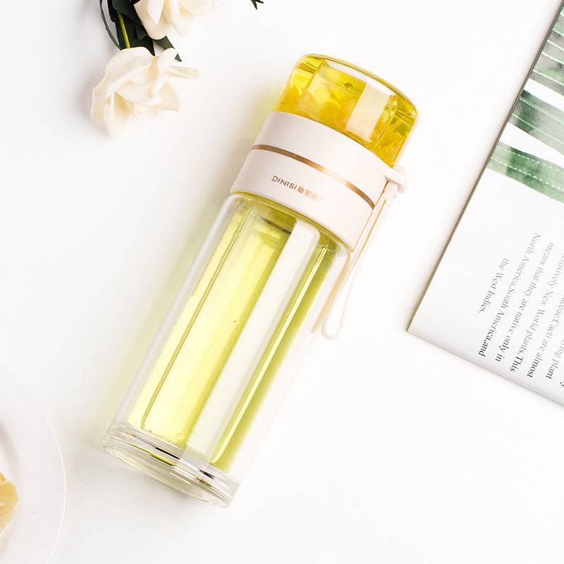 Glass Water Bottle With Tea Infuser Filter Tea Separation Double Wall Glass Bottle Leakproof-13