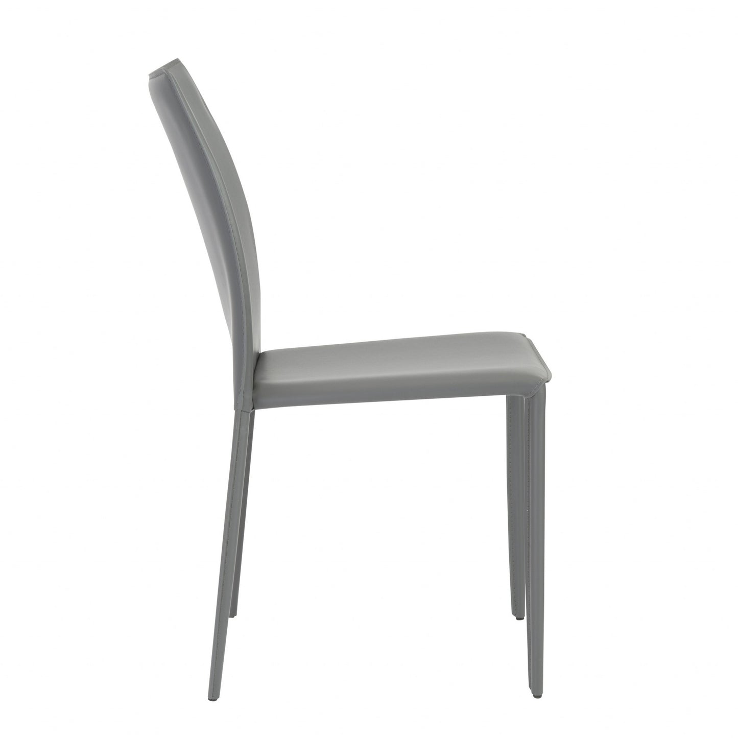 Set of Two Gray Upholstered Leather Dining Side Chairs-4