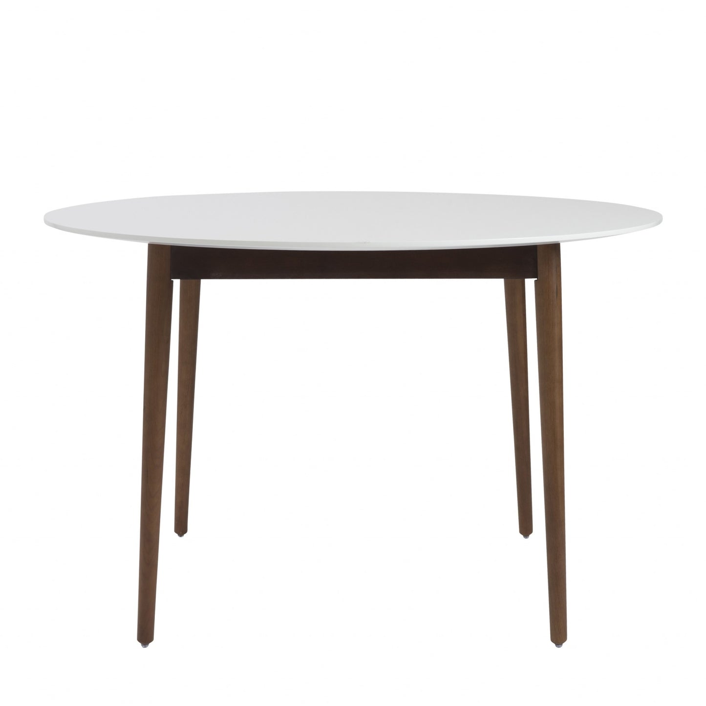 47" White And Brown Rounded Dining Table-1