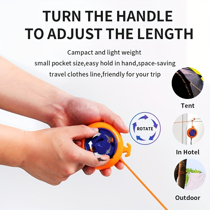 Portable Clothes Drying Line for Camping and Travel - Lightweight and Compact with 12 Clothespins Included