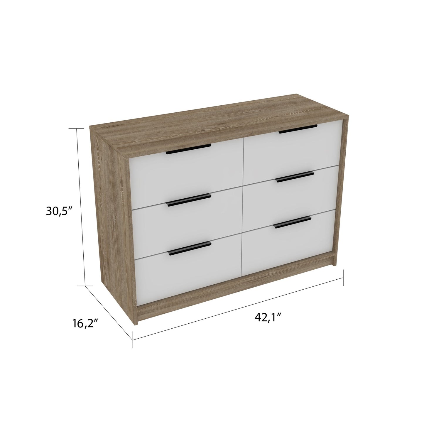 42" Brown and White Four Drawer Dresser-7