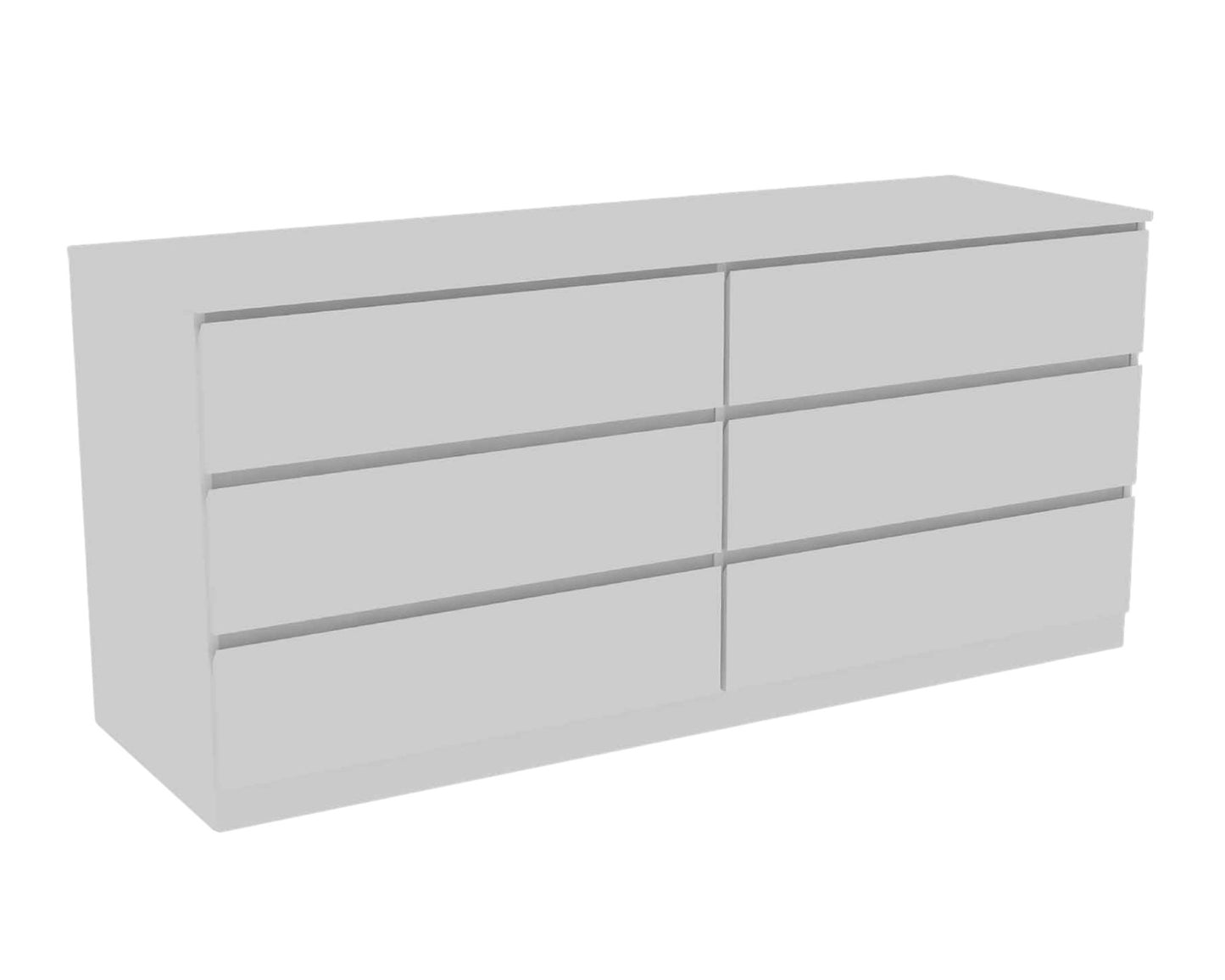 60" White Six Drawer Double Dresser-2