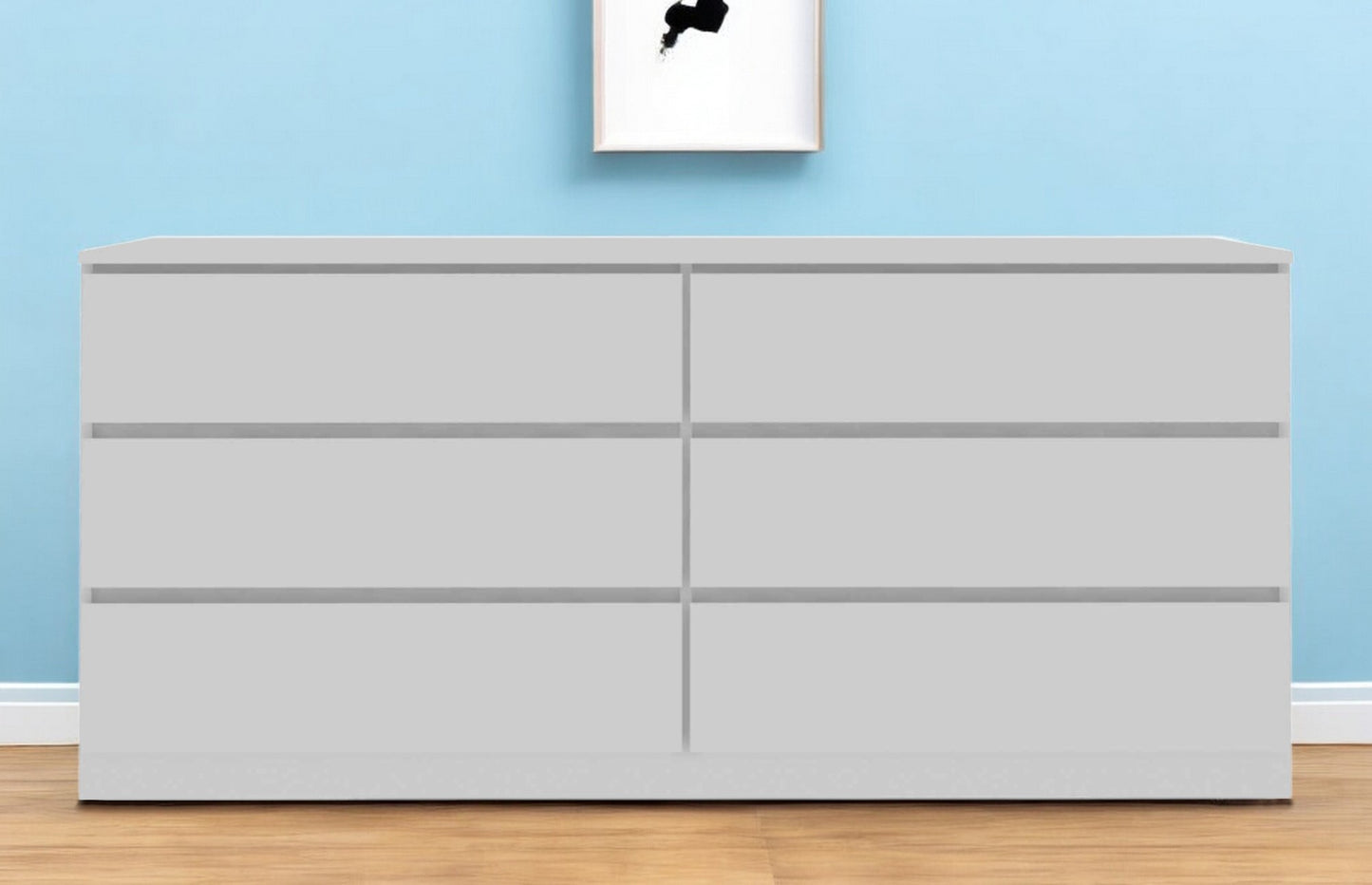 60" White Six Drawer Double Dresser-0