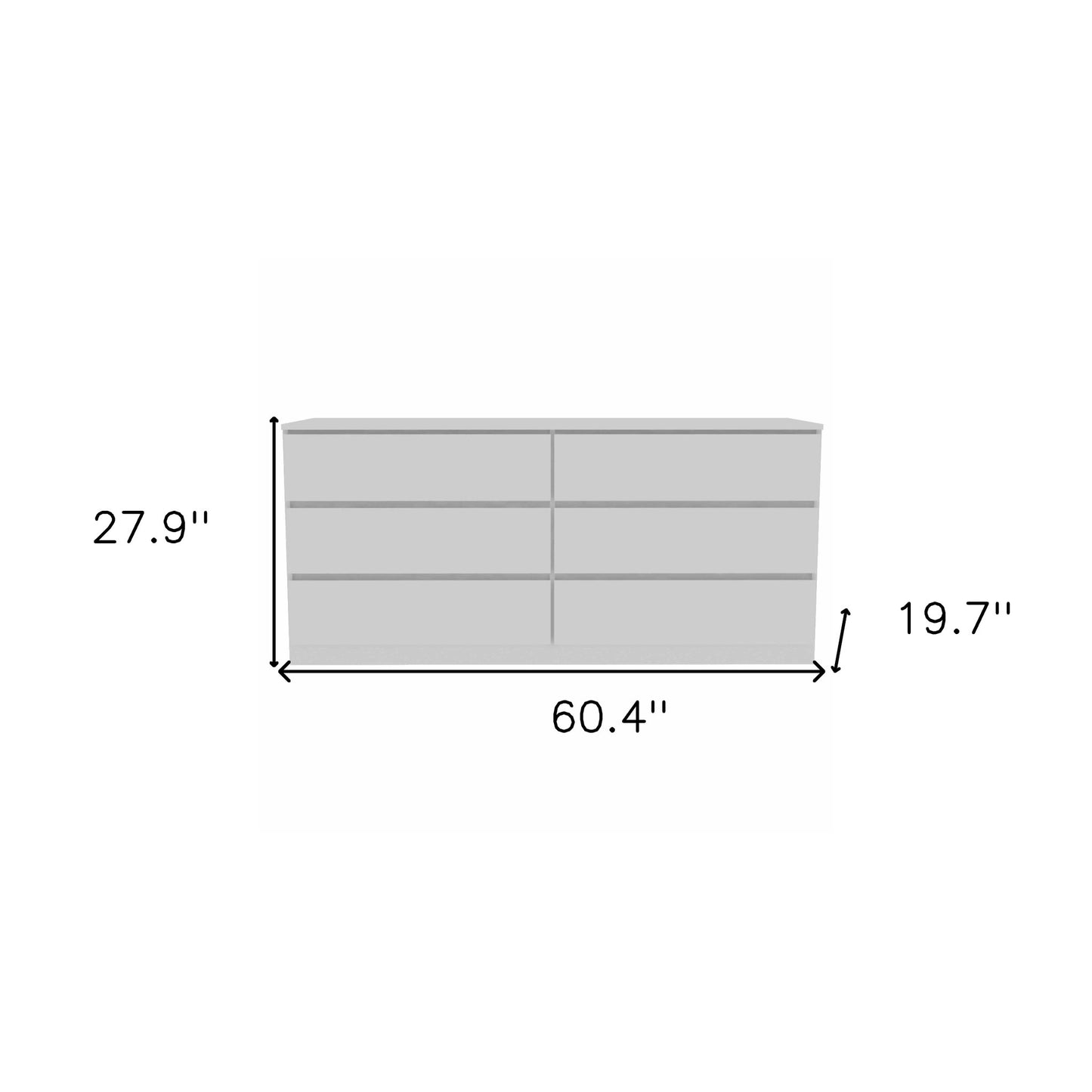 60" White Six Drawer Double Dresser-6