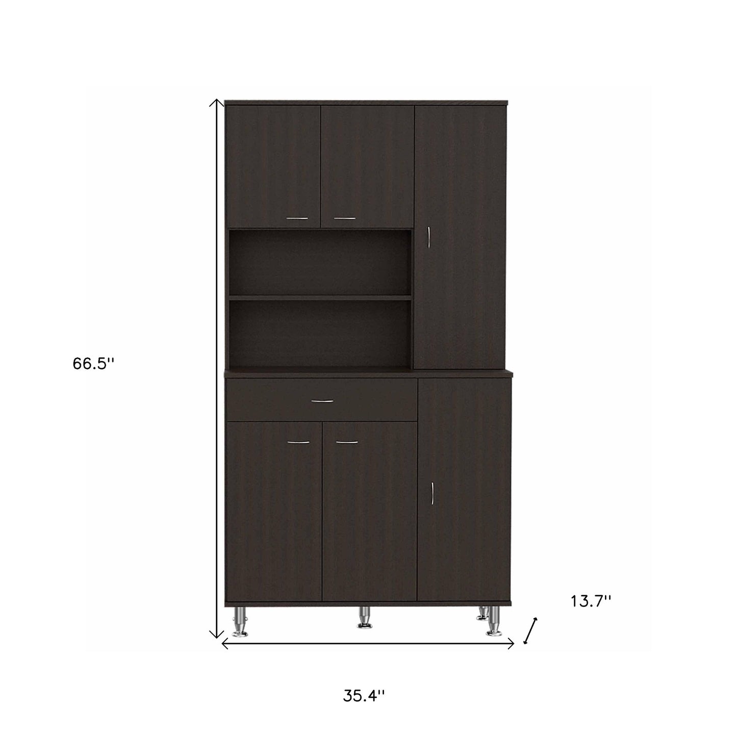 67" Modern Black Pantry Cabinet with Five Shelves-6