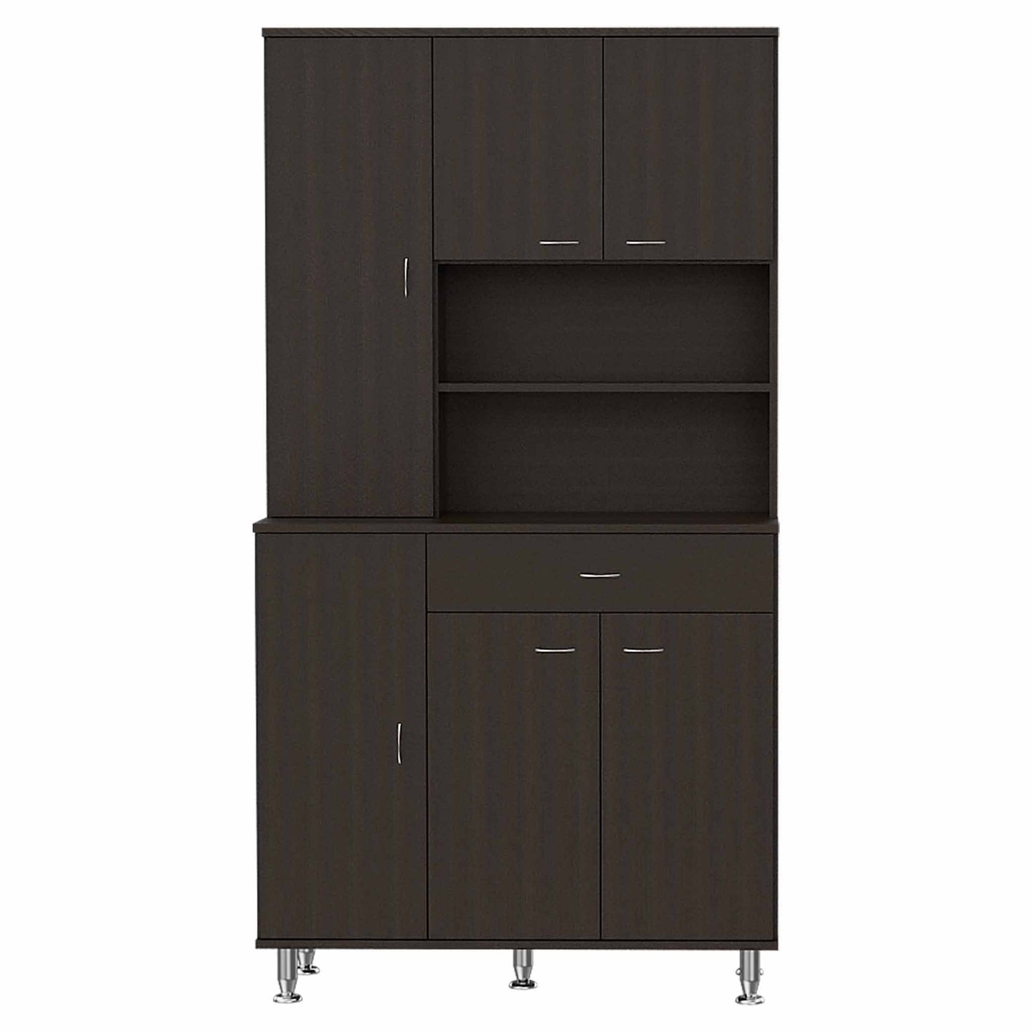 67" Modern Black Pantry Cabinet with Five Shelves-4
