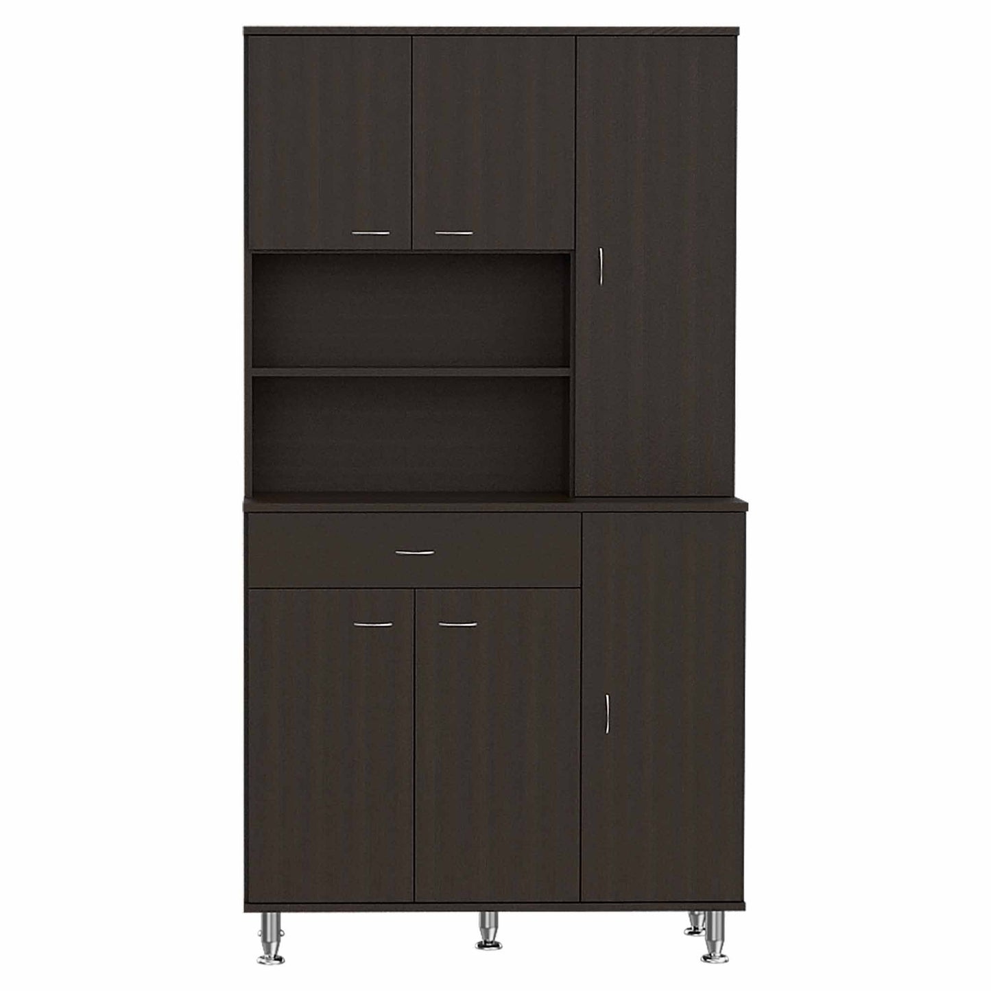 67" Modern Black Pantry Cabinet with Five Shelves-1