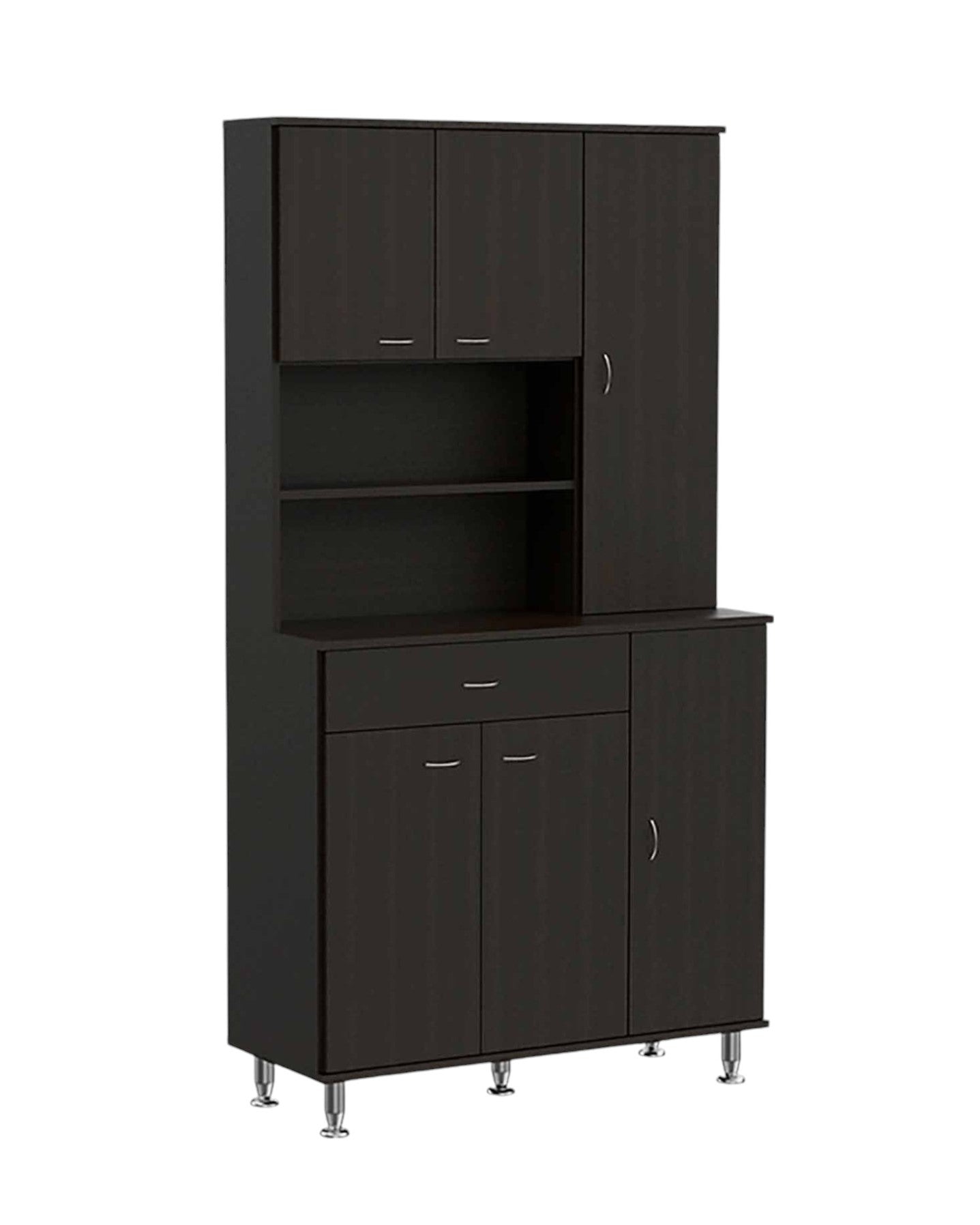 67" Modern Black Pantry Cabinet with Five Shelves-2