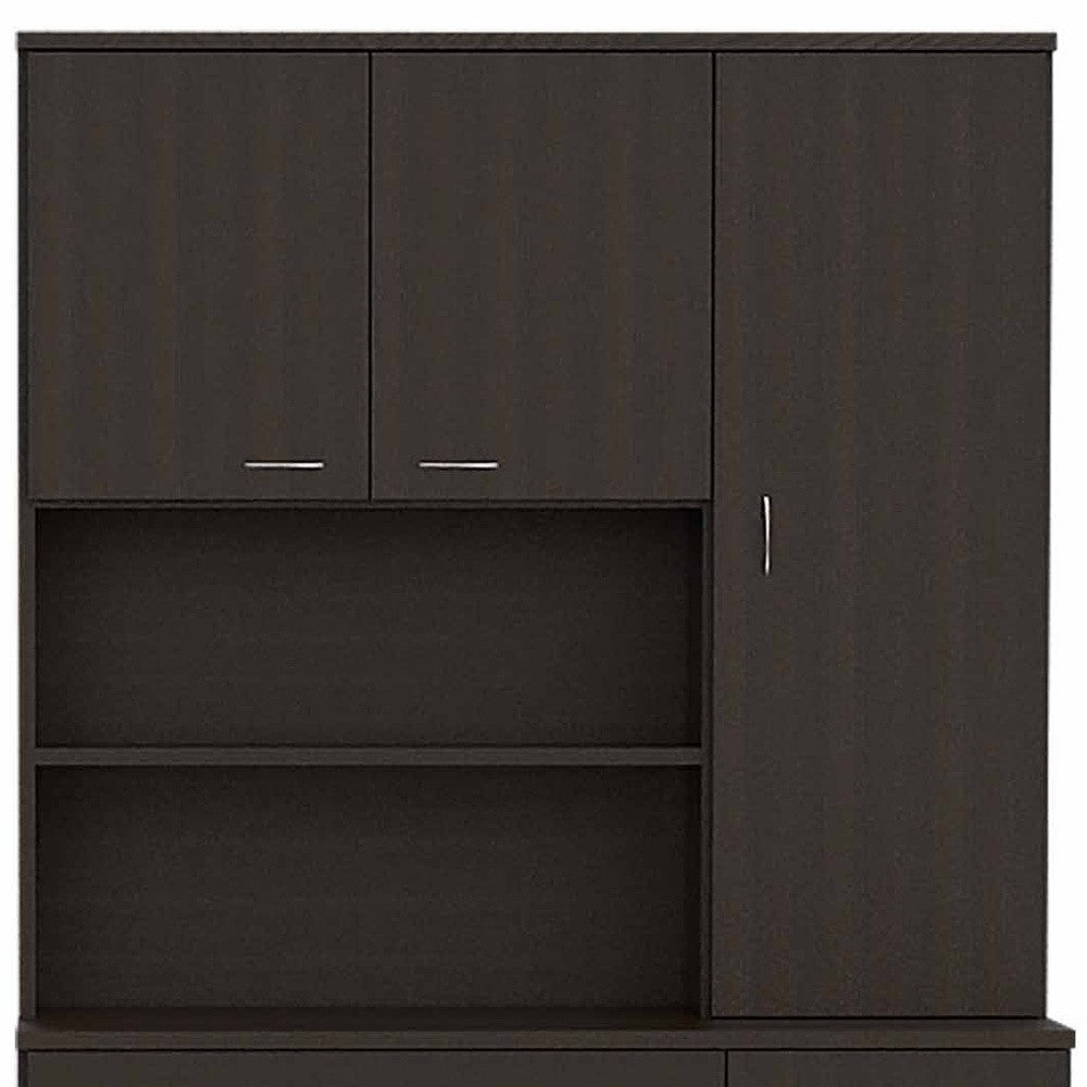 67" Modern Black Pantry Cabinet with Five Shelves-3