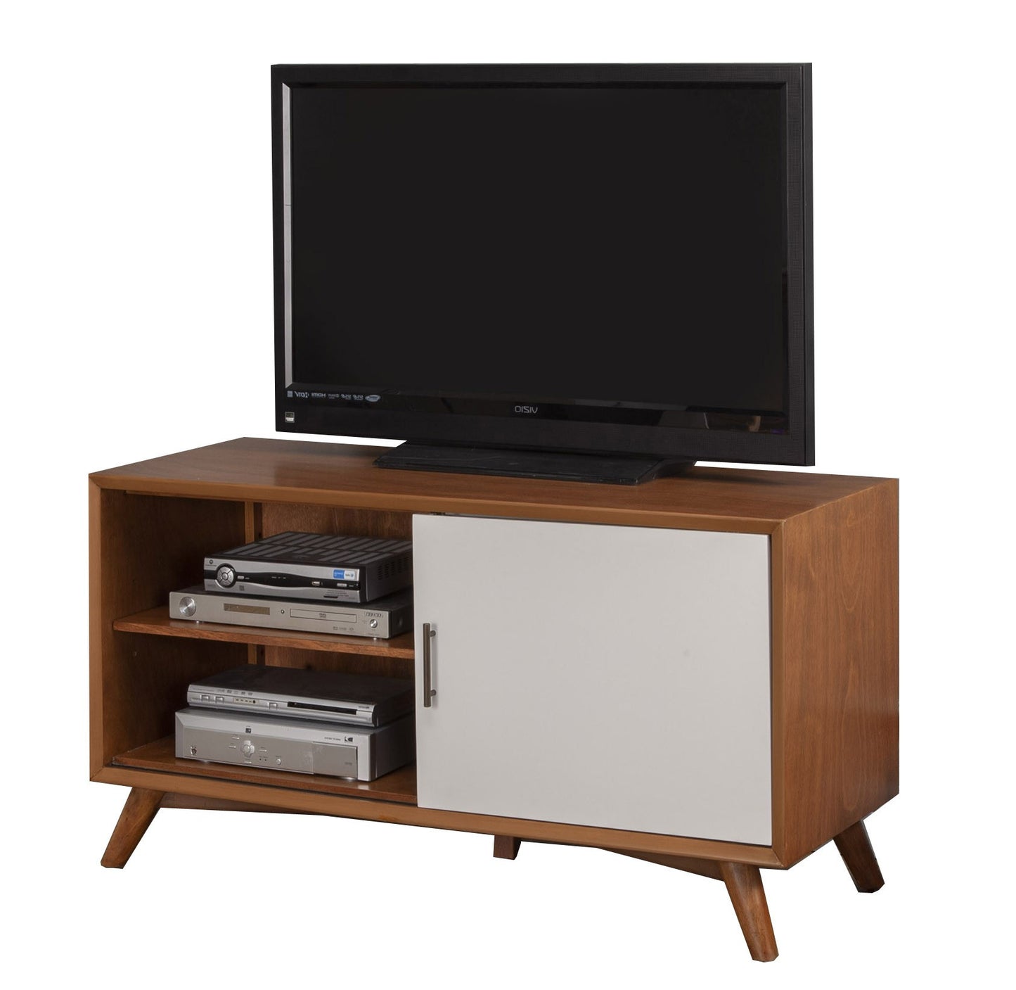 50" Brown and White Solid Wood Open Shelving TV Stand-1