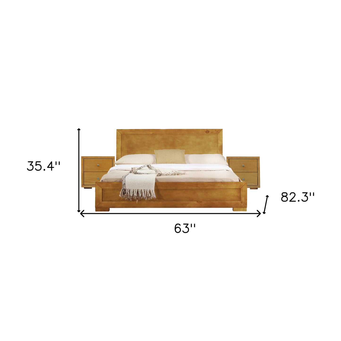 Moma Oak Wood Platform Queen Bed With Two Nightstands-8