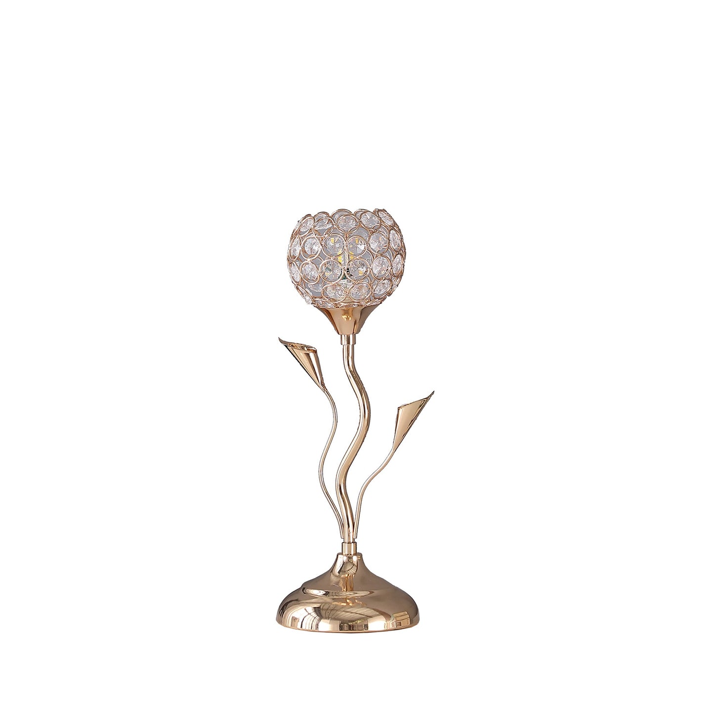 14" Gold Bedside Table Lamp With Clear Novelty Shade-1