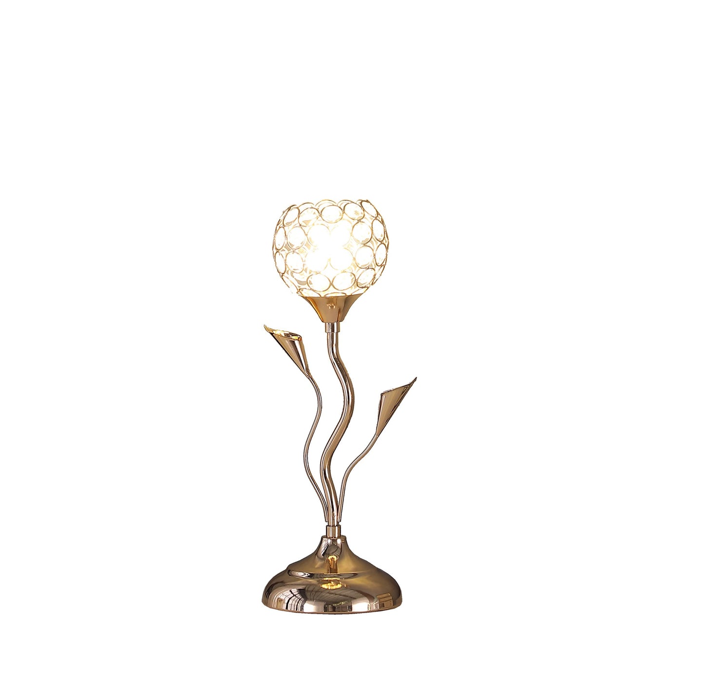 14" Gold Bedside Table Lamp With Clear Novelty Shade-2