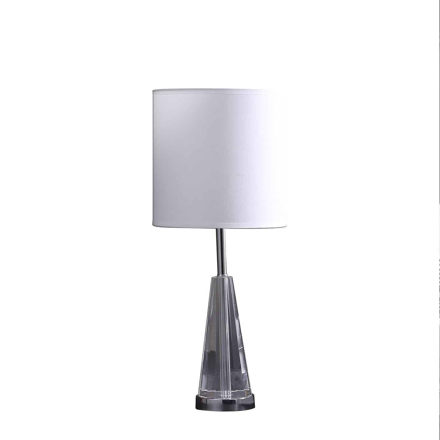 22" Silver Bedside Table Lamp With White Drum Shade-2