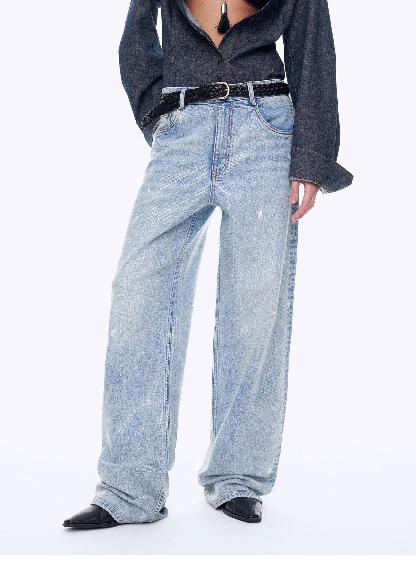 Distressed dirty dyed Tencel cotton jeans"Art Journey"-4