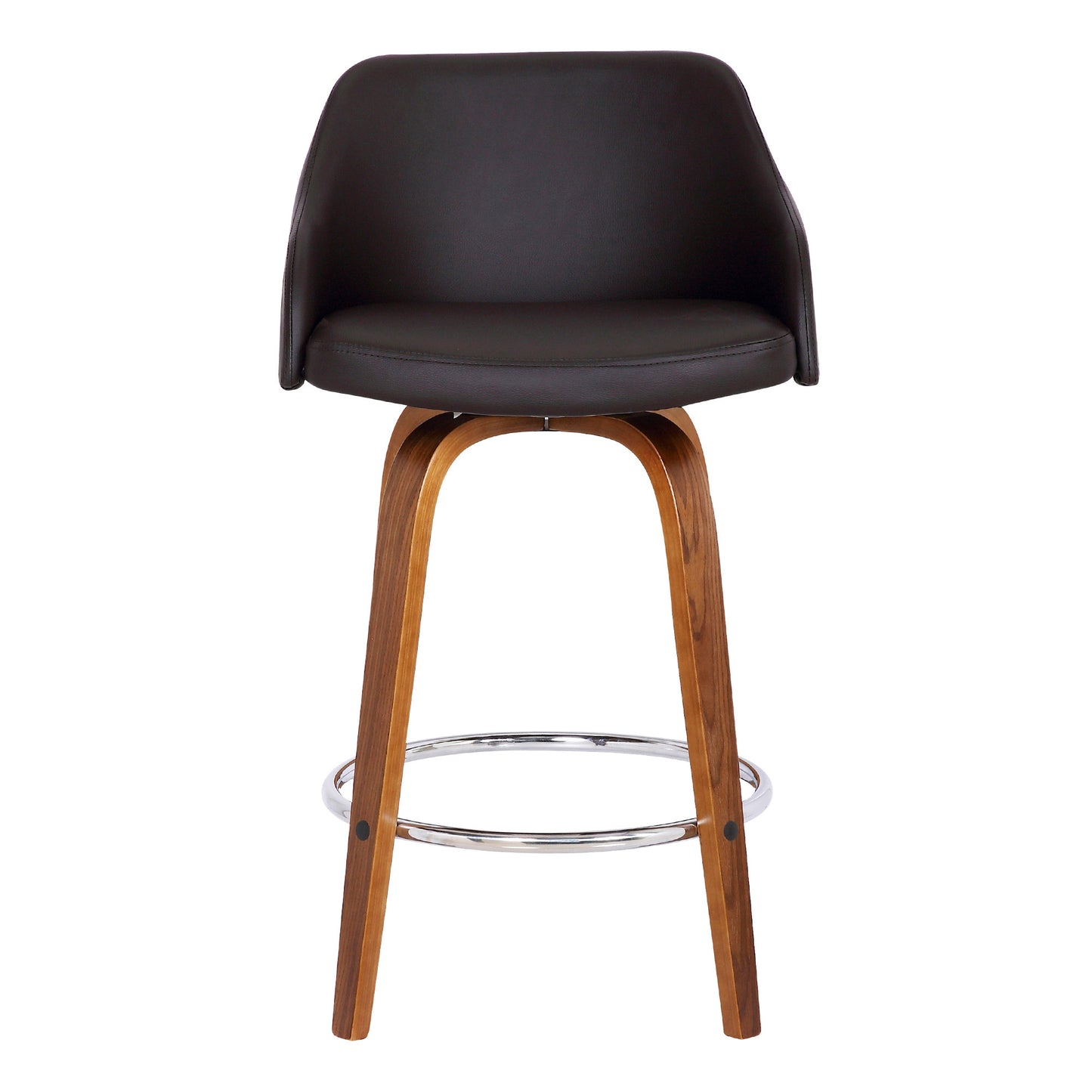 26" Brown Iron Swivel Low Back Counter Height Bar Chair-2