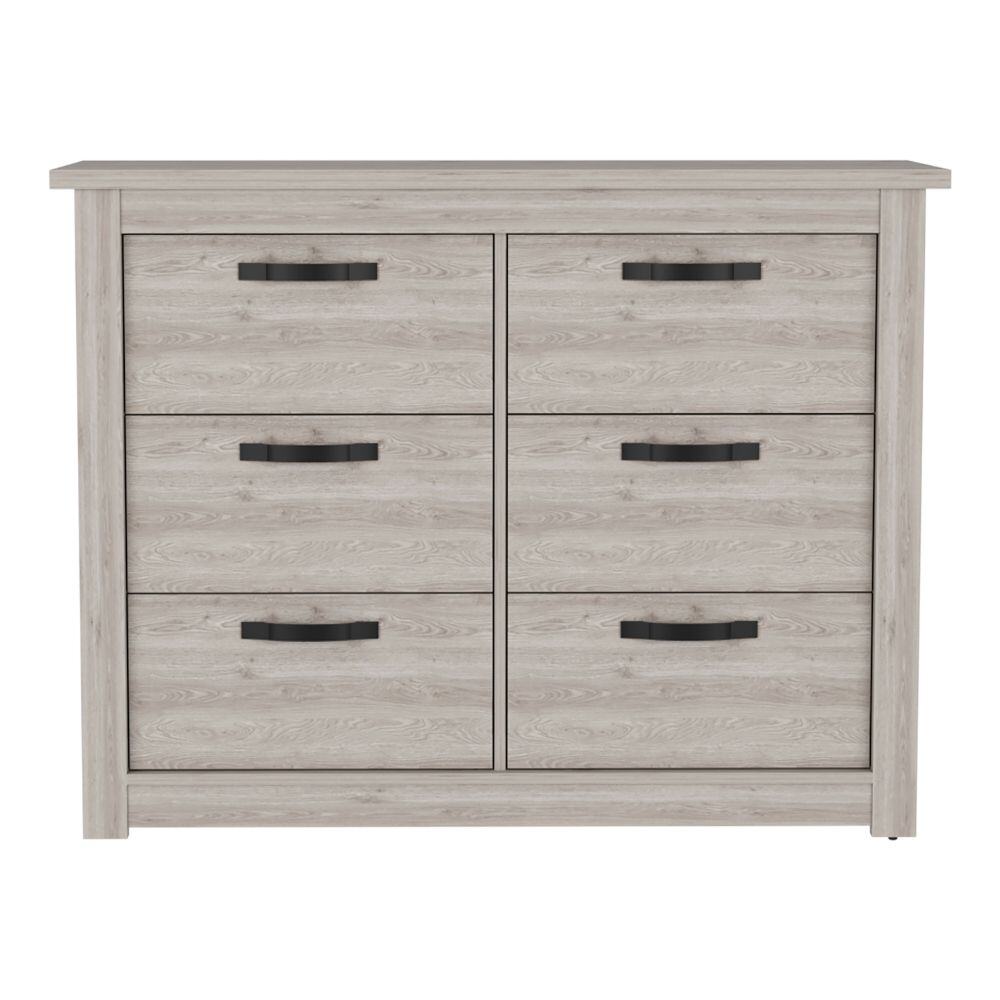 47" Gray Wood Six Drawer Double Dresser-1