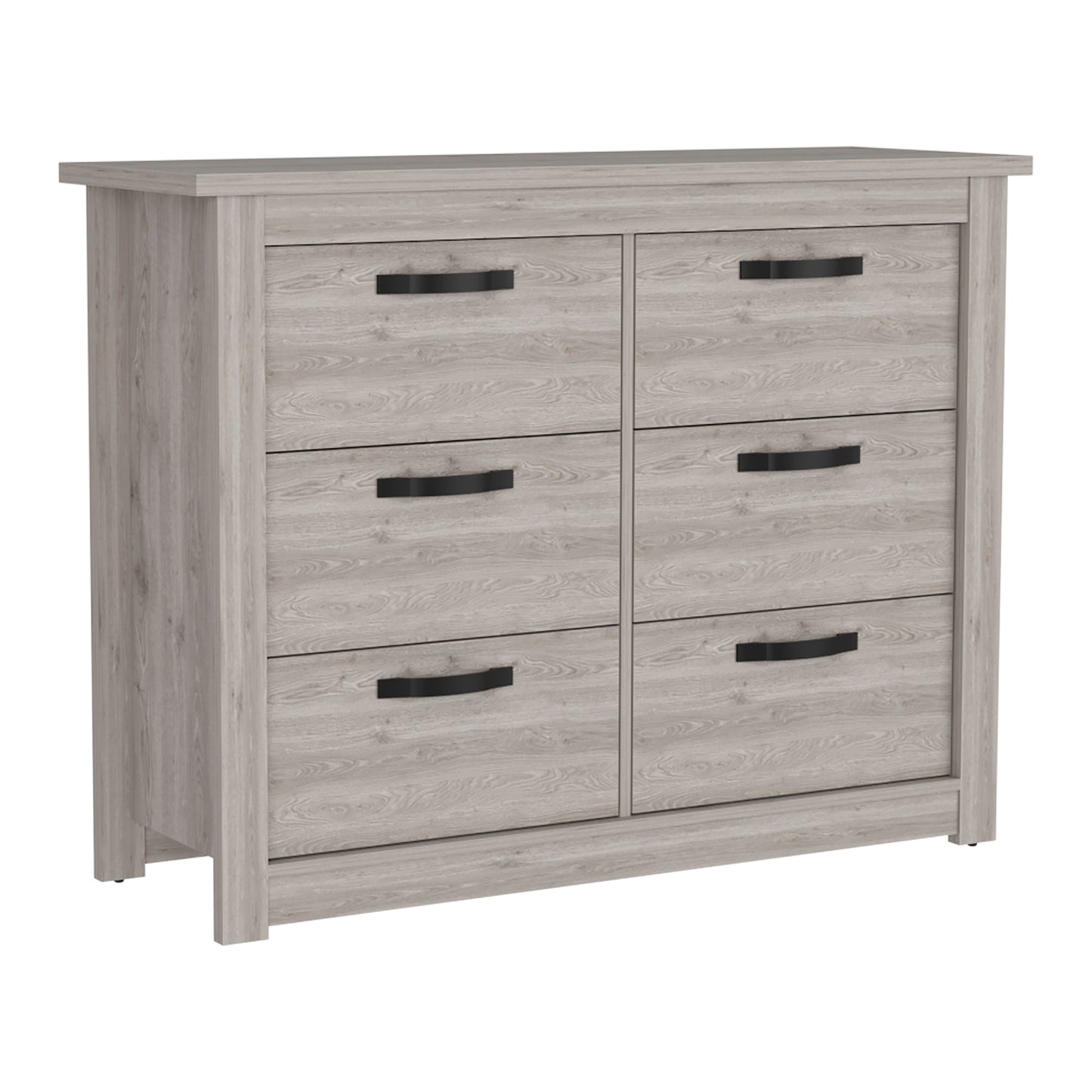 47" Gray Wood Six Drawer Double Dresser-2