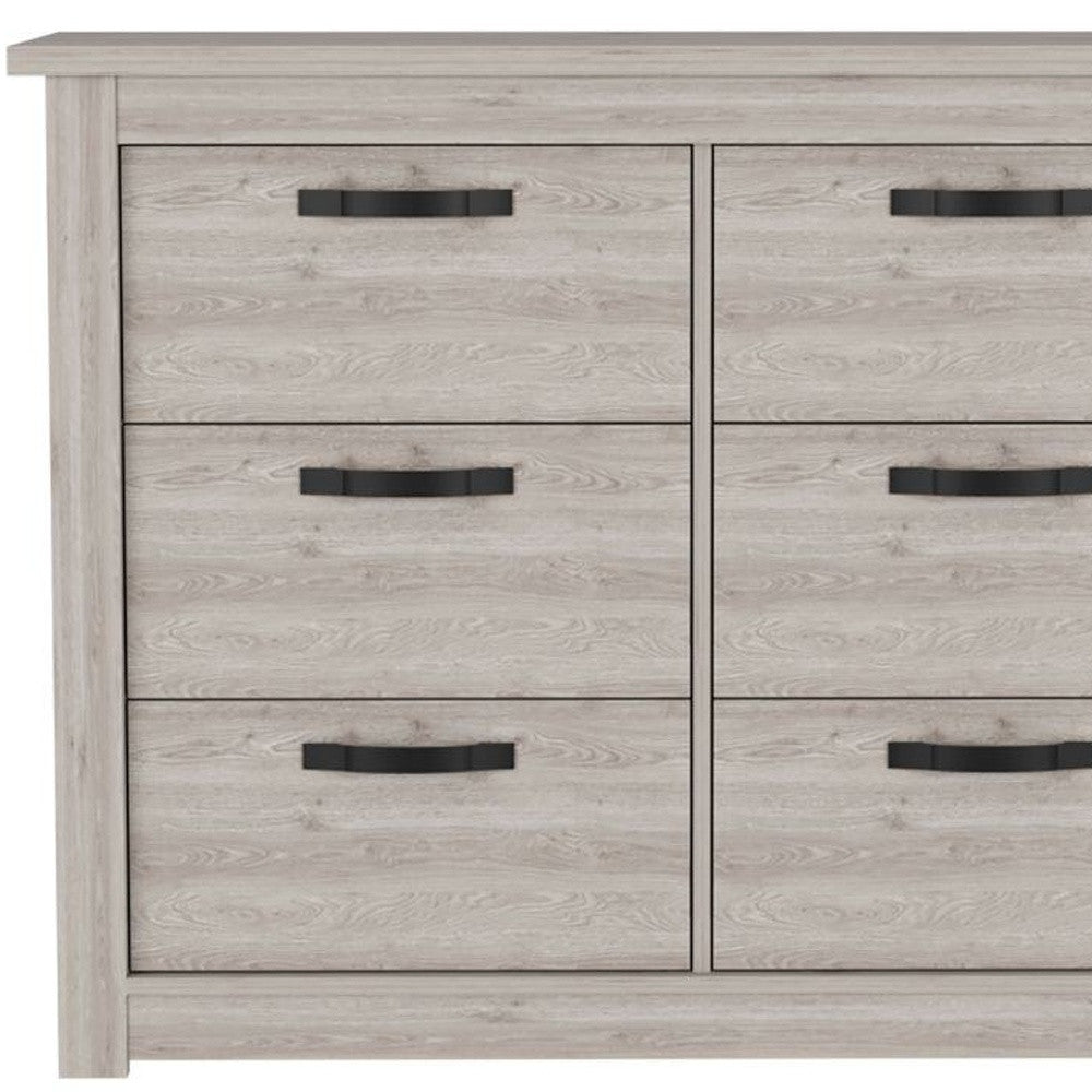 47" Gray Wood Six Drawer Double Dresser-4