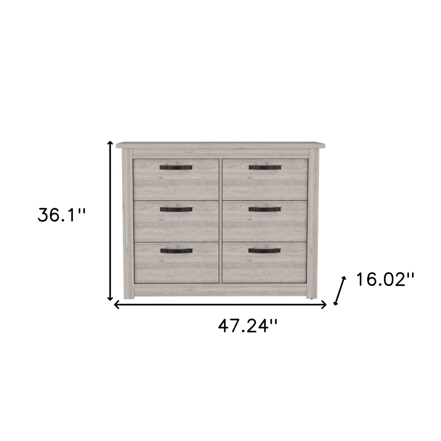 47" Gray Wood Six Drawer Double Dresser-5