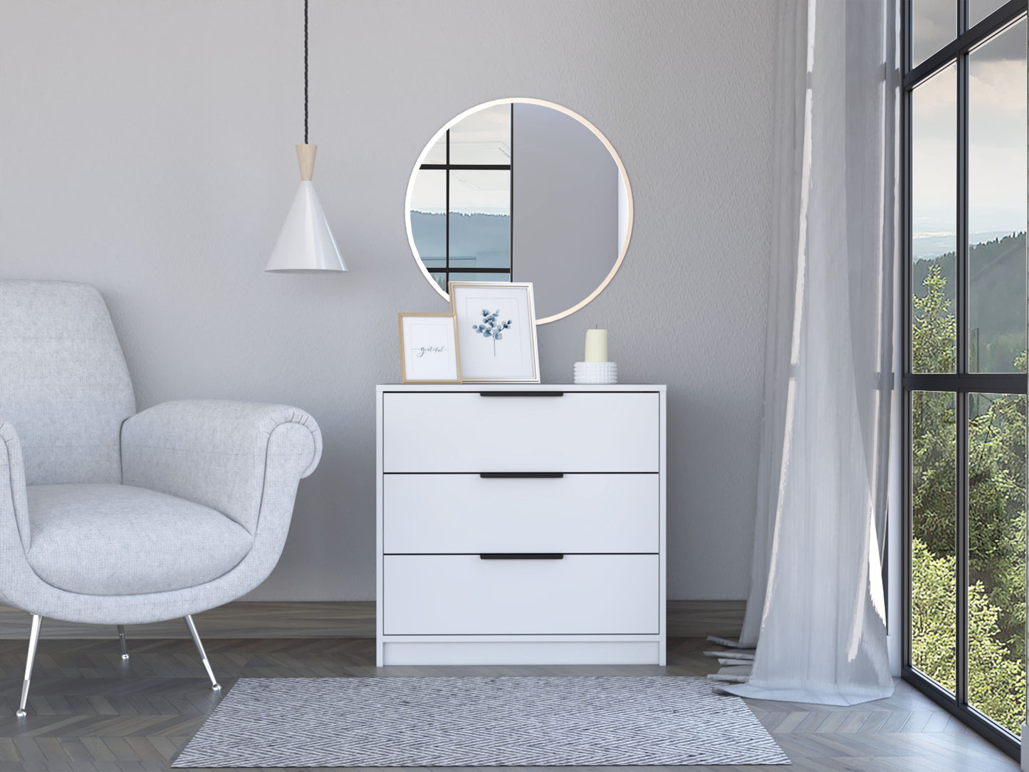 28" White Three Drawer Standard Chest-3
