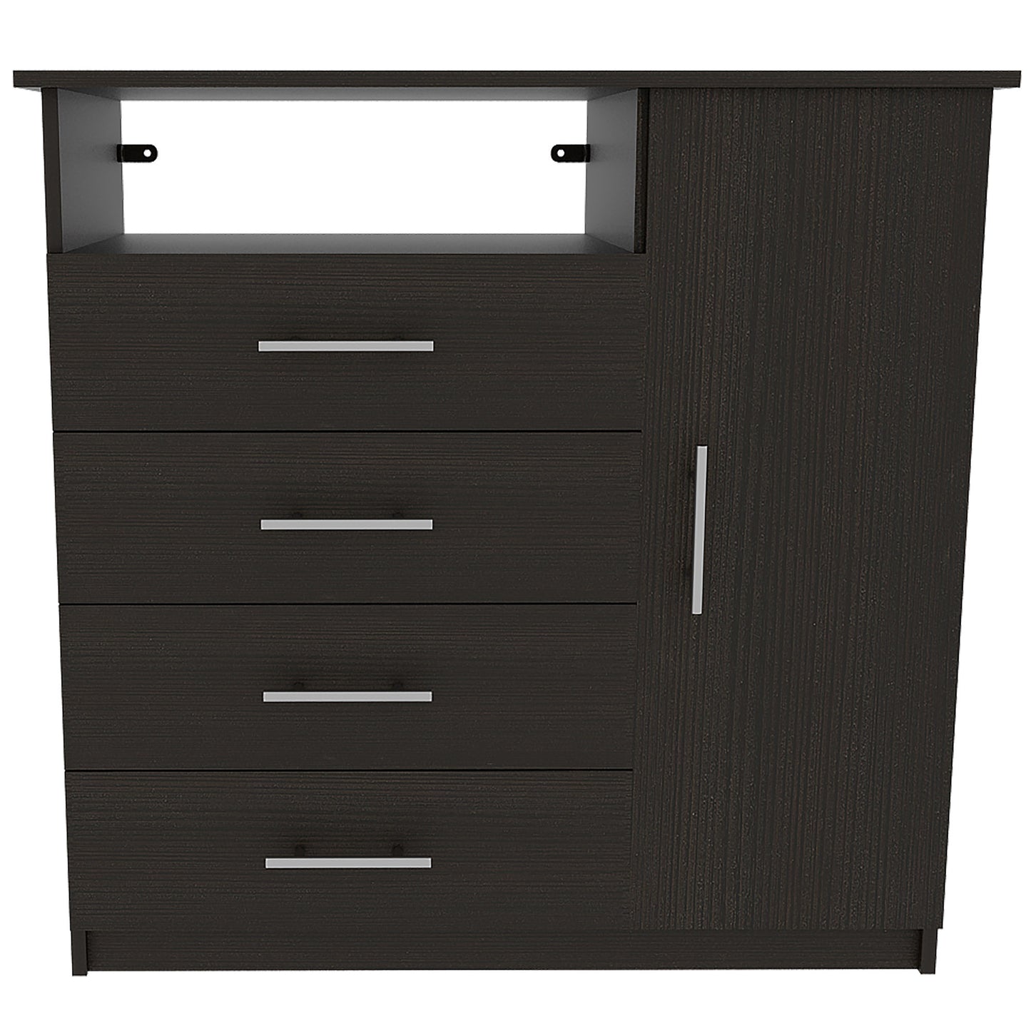 36" Black Manufactured Wood Four Drawer Combo Dresser-0
