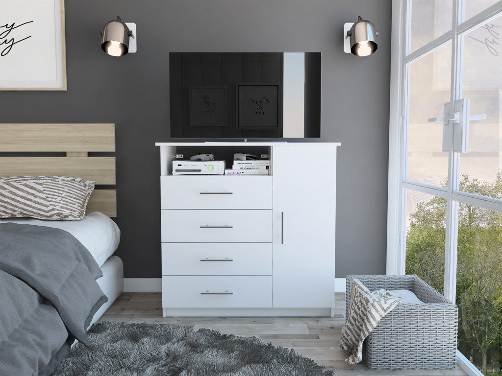 36" White Manufactured Wood Four Drawer Combo Dresser-3