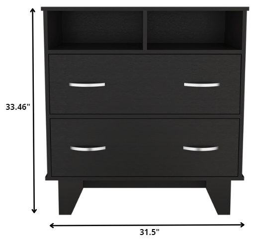 32" Black Manufactured Wood Two Drawer Dresser-4