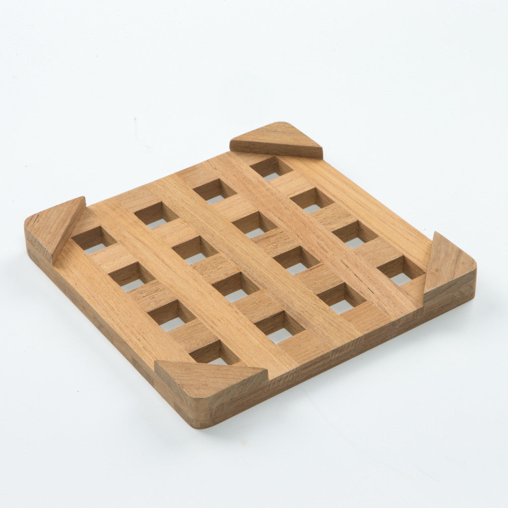 6.00 " Square Wood Trivet-1