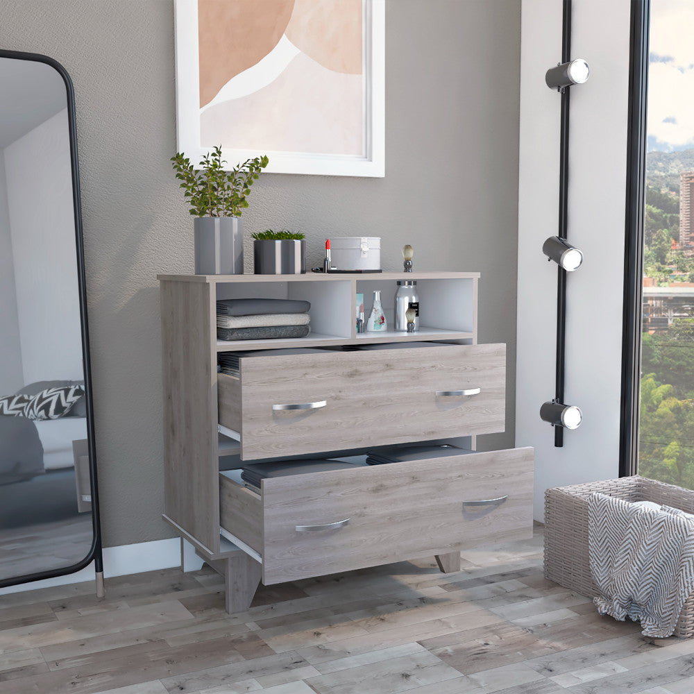 32" Light Grey Manufactured Wood Two Drawer Dresser-3