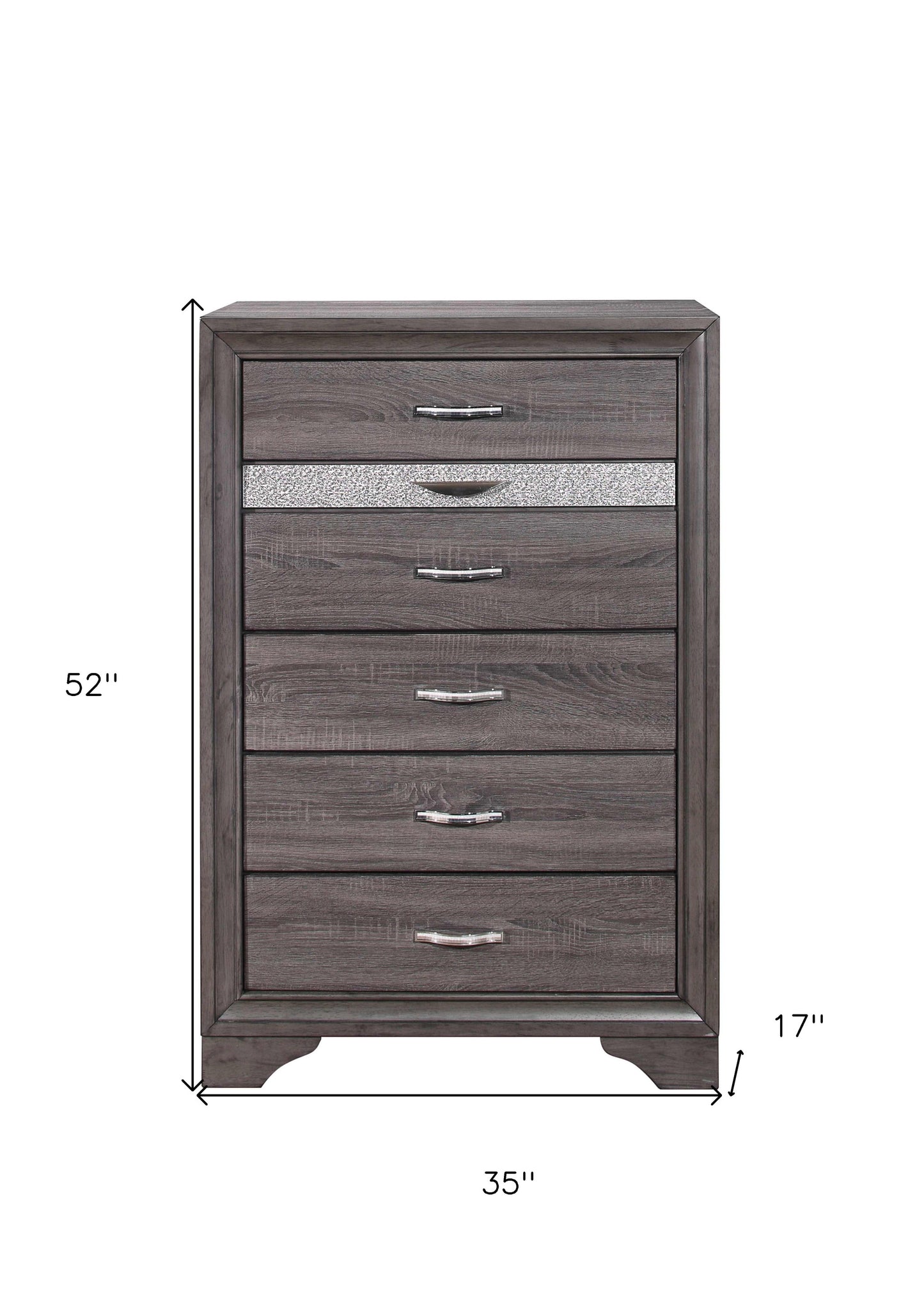 35" Grey Manufactured Wood Six Drawer Chest-5