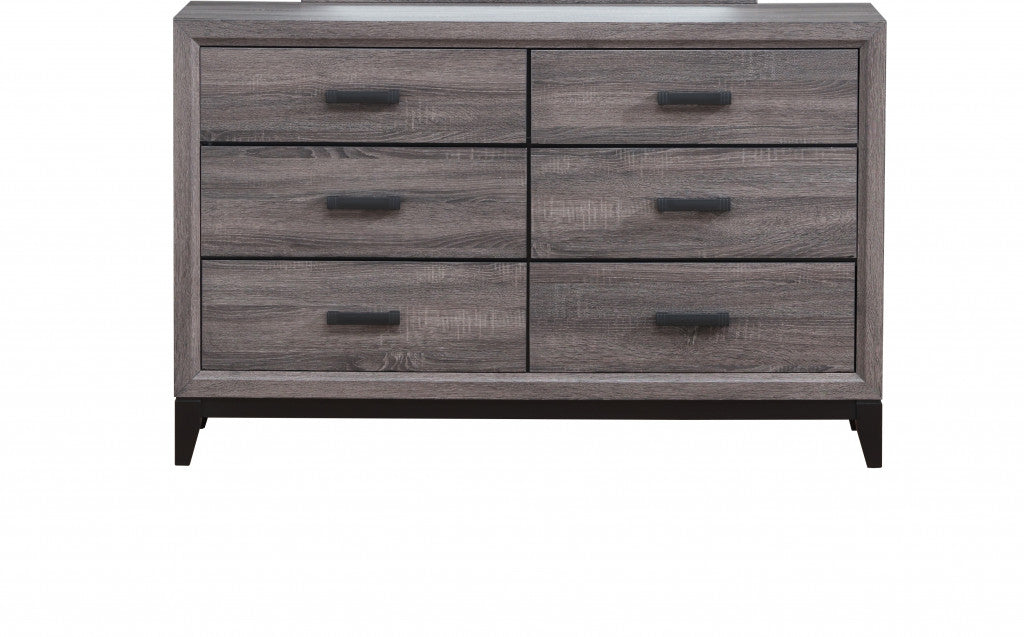 58" Gray Solid and Manufactured Wood Six Drawer Double Dresser-2