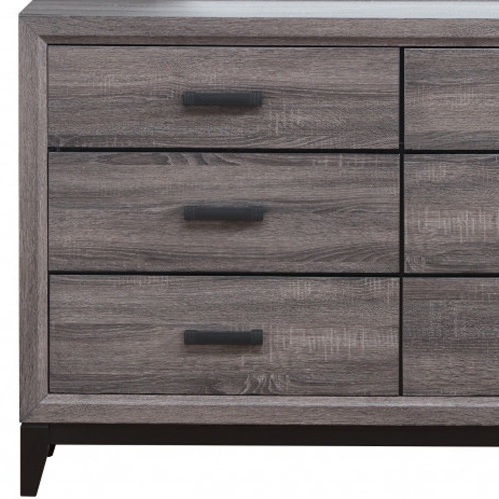 58" Gray Solid and Manufactured Wood Six Drawer Double Dresser-4