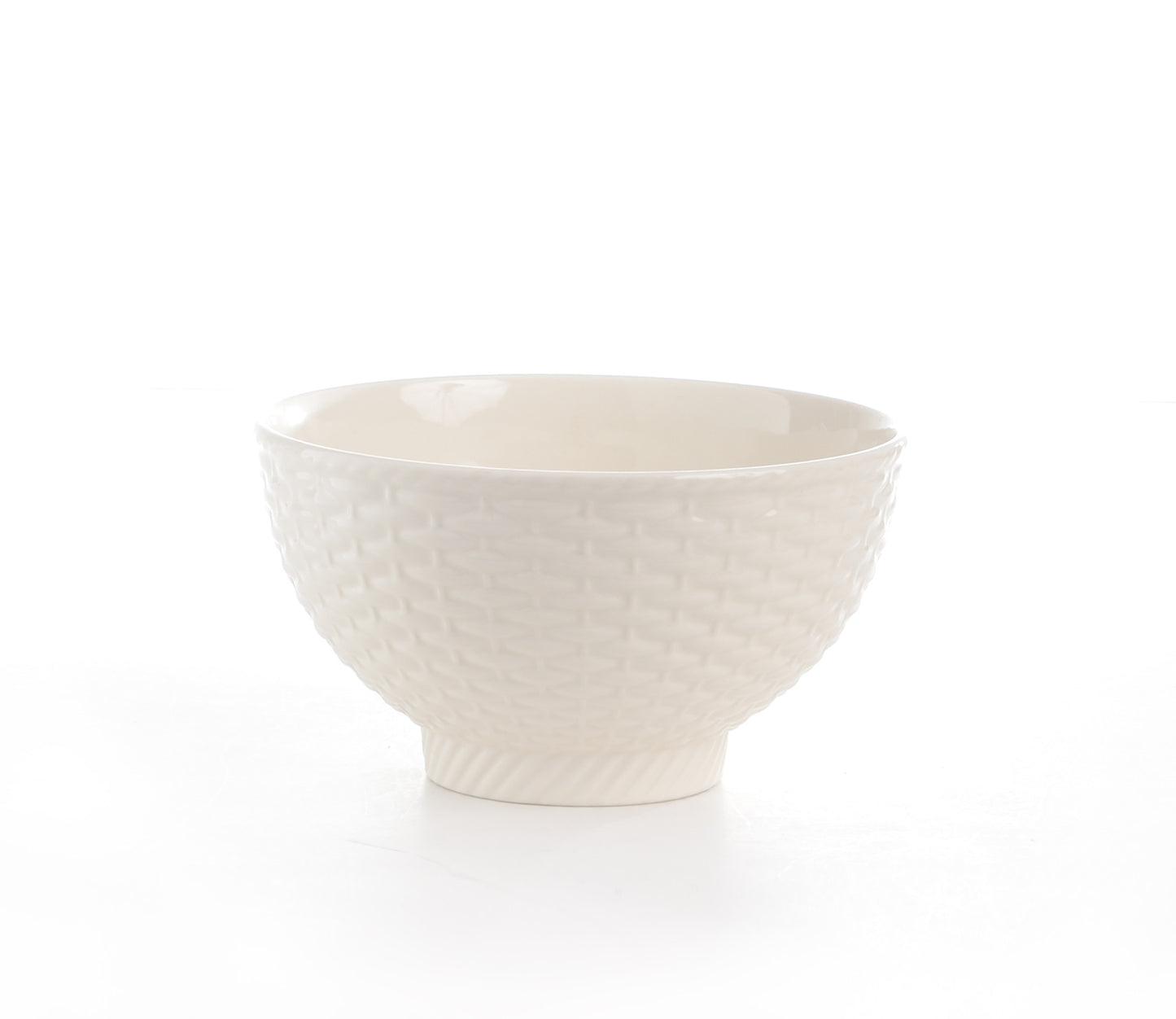 White Four Piece Weave Stoneware Service For Four Bowl Set-3
