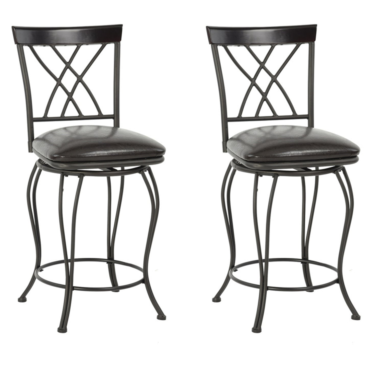 Set of Two 24" Black Manufactured Wood and Steel Counter Height Swivel Bar Chairs-1