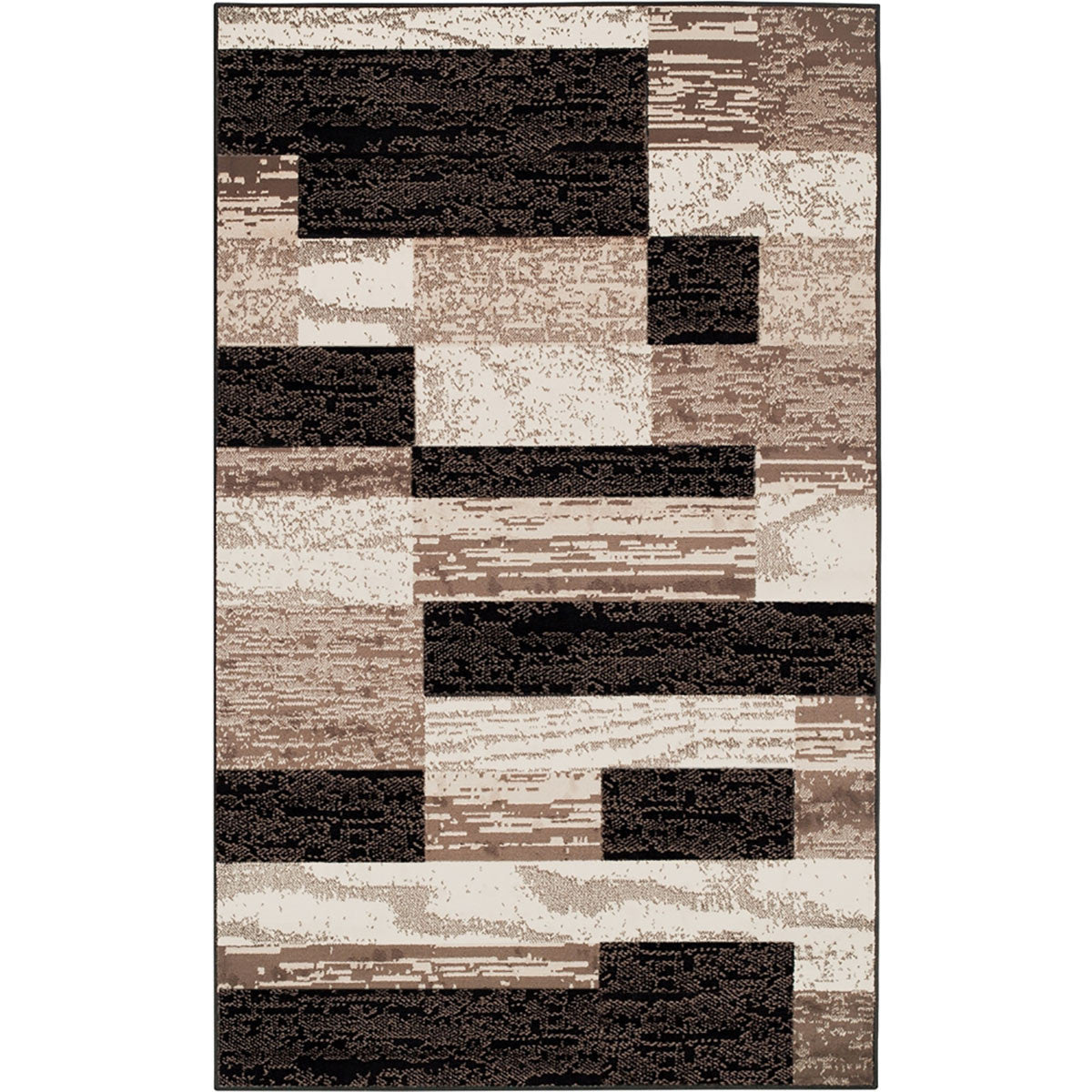 2' X 3' Chocolate Patchwork Power Loom Stain Resistant Area Rug-1