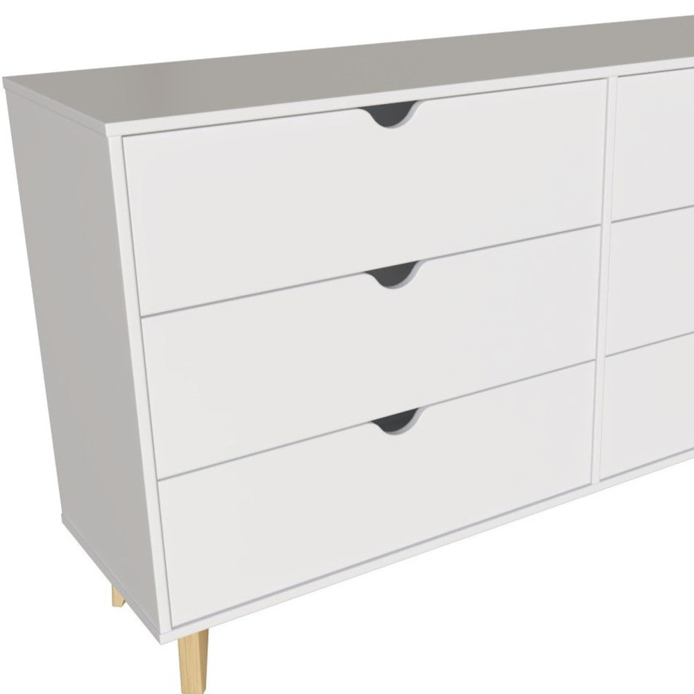 59" White Scoop Handle Six Drawer Double Dresser-4