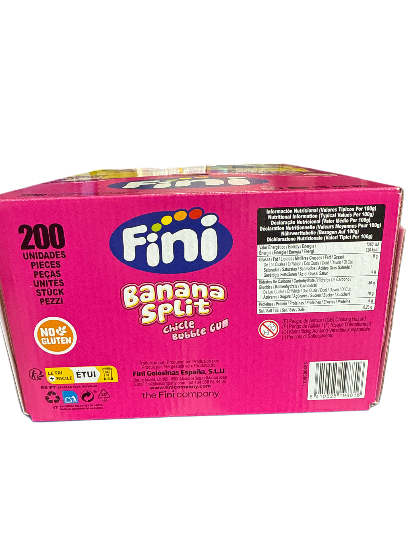 Fini Banana Split Bubble Gum 200 Individually Wrapped Pieces - U.K Edition
