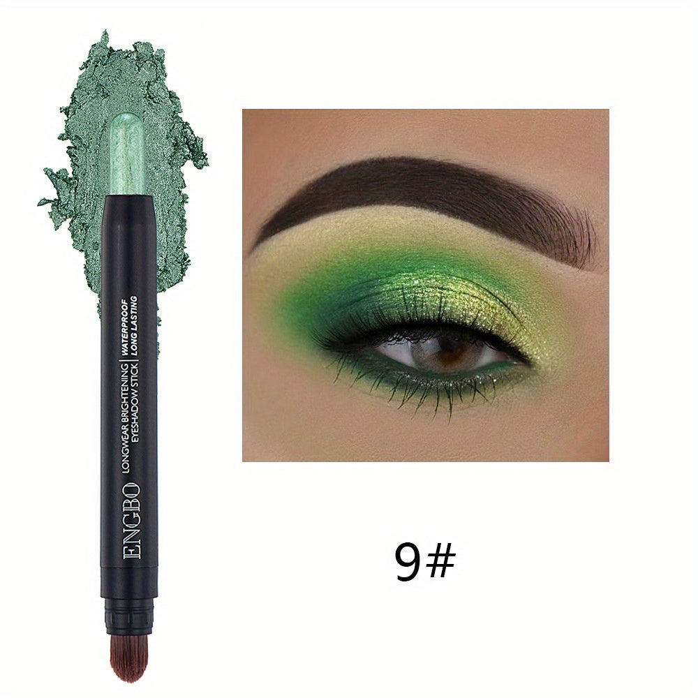 12-Color Smudge-Proof Eyeshadow Stick with Brush Head - Glitter, Matte, and Shimmer Crayon for Long-Lasting Makeup For Music Festival