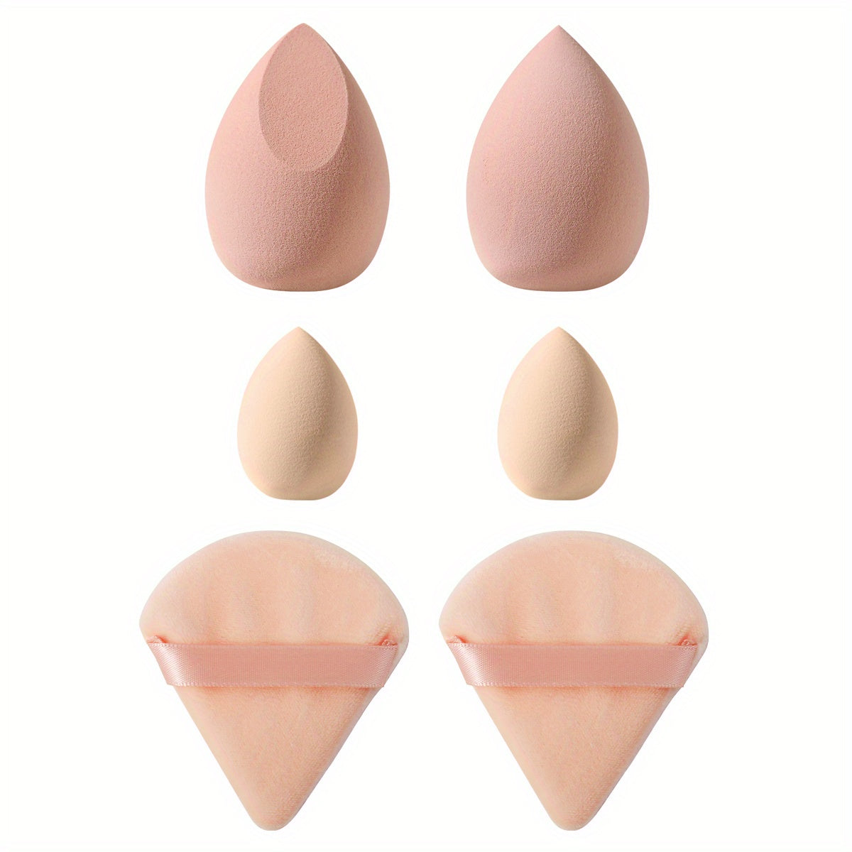 6pcs Face Makeup Sponge Puff Set, 2pcs Large Makeup Sponge & 2pcs Mini Makeup Beauty Blender & 2pcs Fan-shaped Soft Velvet Makeup Puffs, Flawless For Liquid Cream Powder, Ideal For Makeup Beginner, Black