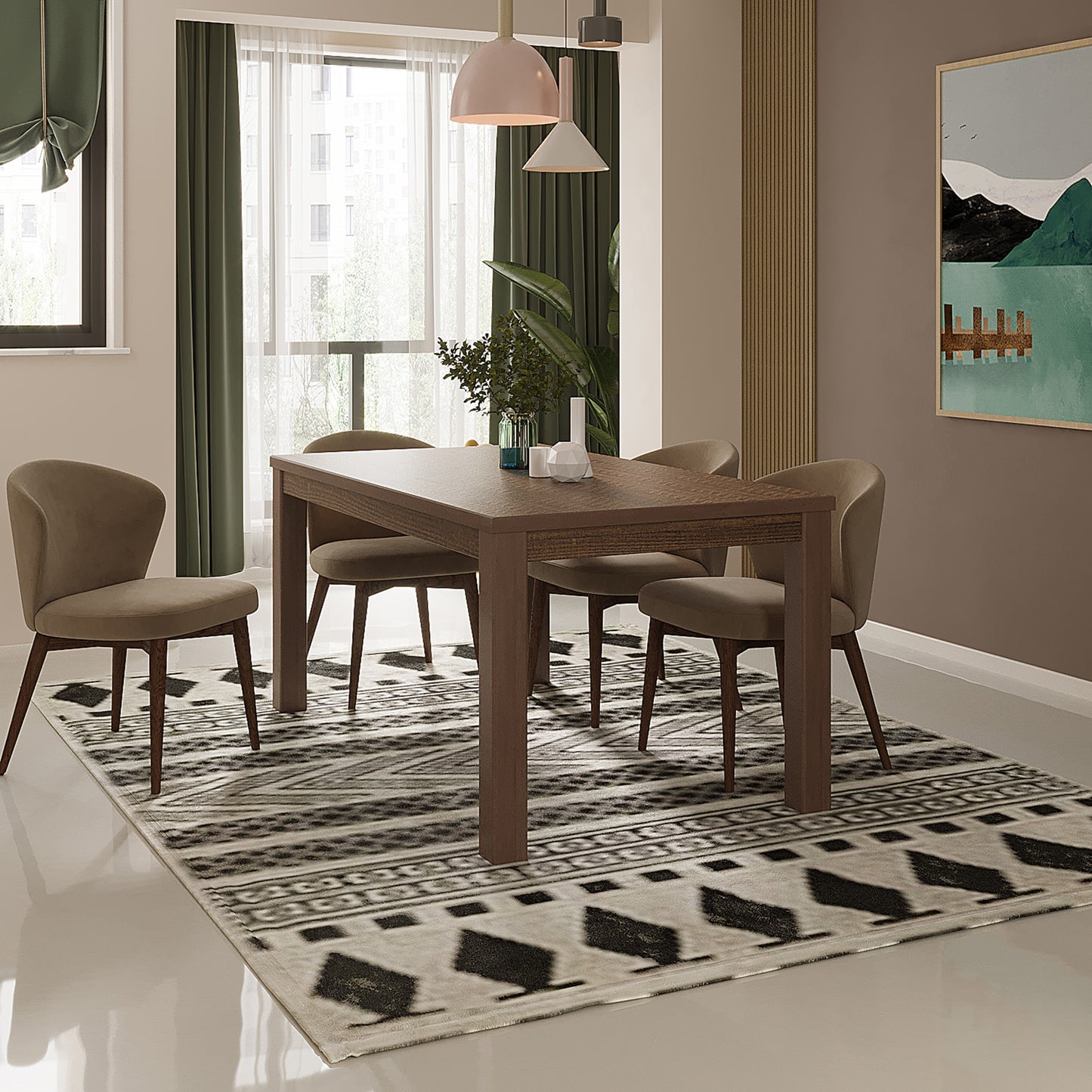 35" Espresso Solid Wood Dining Table-5